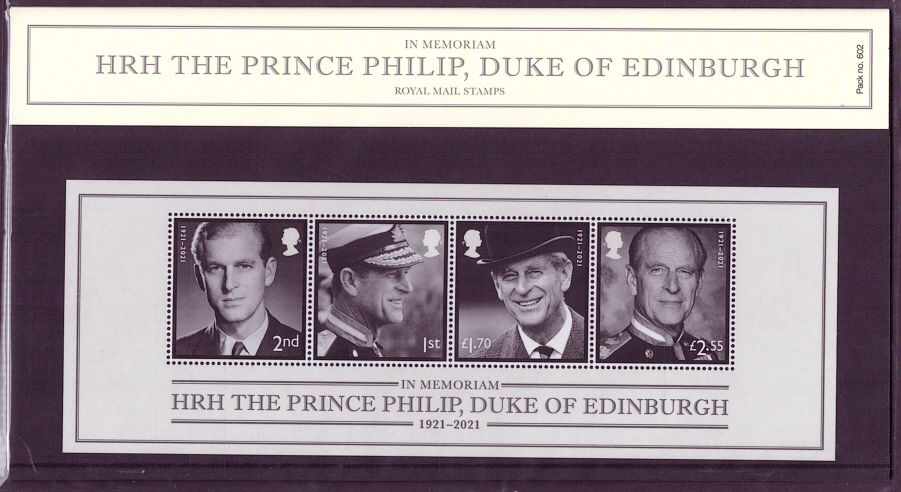 (image for) 2021 In Memoriam, HRH Prince Philip Royal Mail Presentation Pack 602